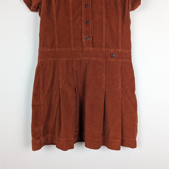 BDG Urban Outfitters‎ Edie Corduroy Short Sleeve Pleated Mini Dress Side Large - Picture 4 of 10